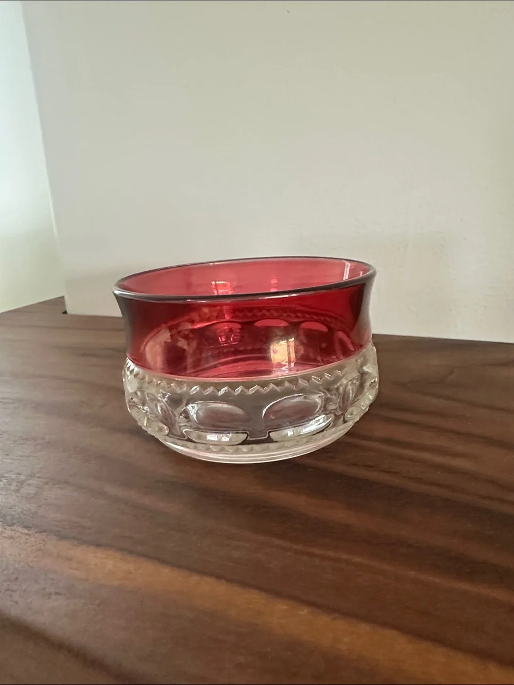 Vintage Set of 2 Tiffin Kings Crown Ruby Flash Thumbprint Dessert Bowls